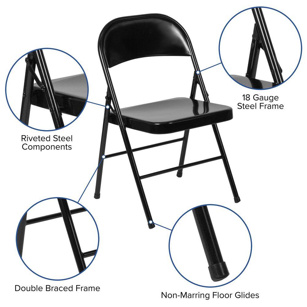 Carnegy Avenue Black Metal Folding Chair (4-Pack)