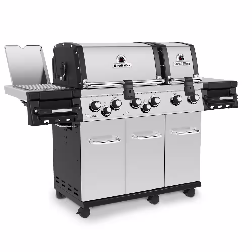 Broil King Regal S 690 PRO IR 6-Burner Natural Gas Grill in Stainless Steel with Infrared Side Burner and Rear Rotisserie Burner