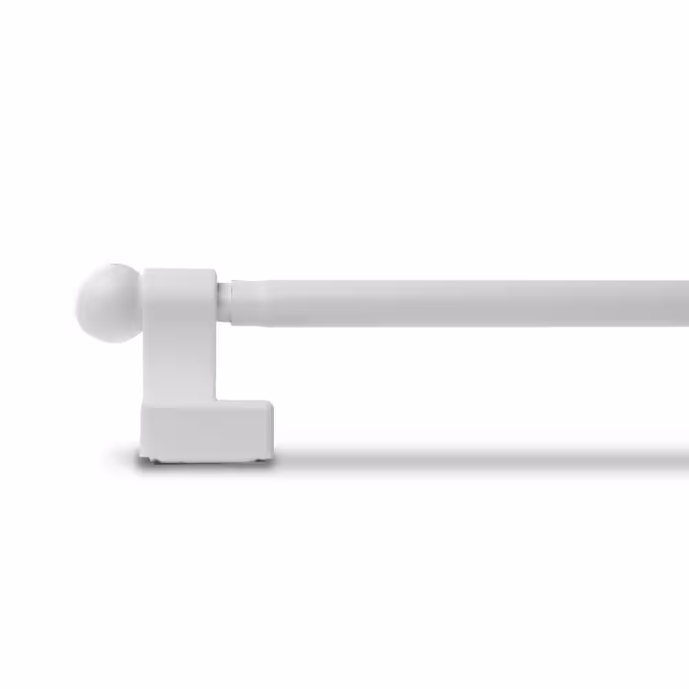 Rod Desyne 17 in. - 30 in. Magnetic Single Curtain Rod in White