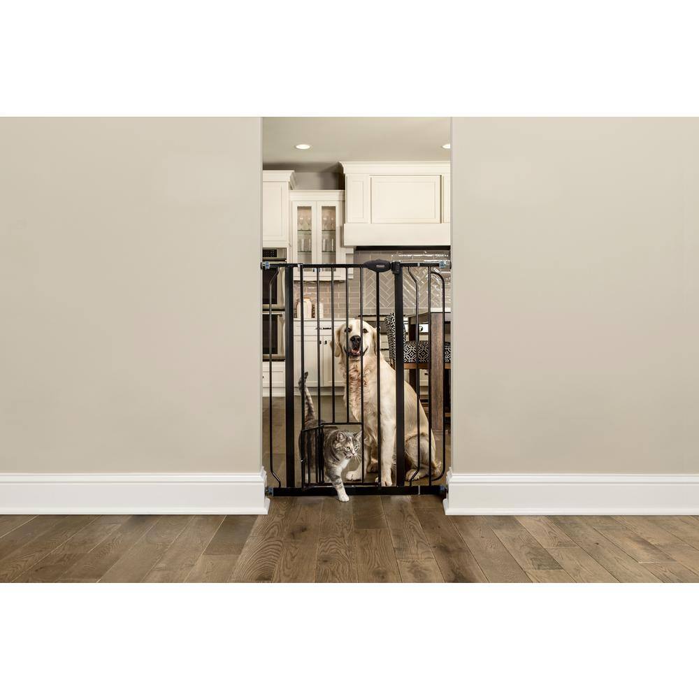 None Carlson Extra Tall Walk-Through Pet Gate with Small Pet Door, Black