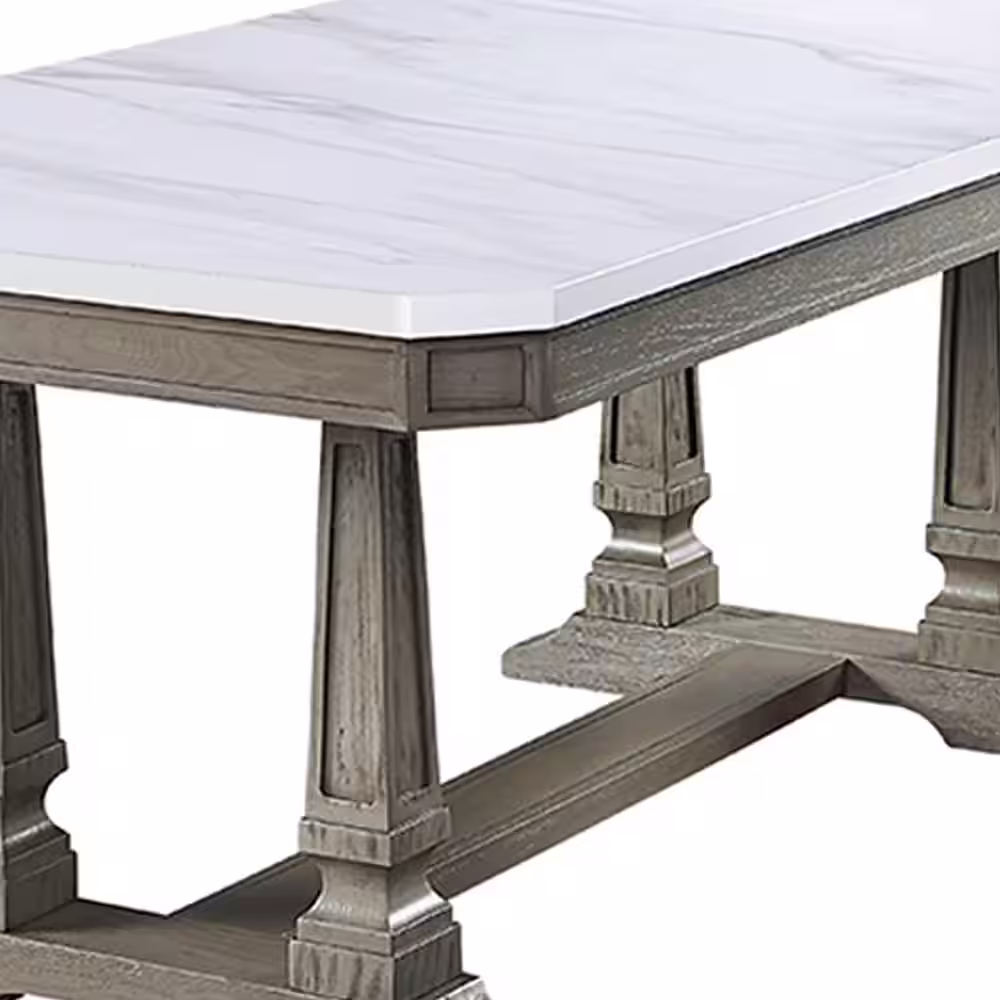 Acme Furniture Zumala Dining Table in Marble & Weathered Oak Finish