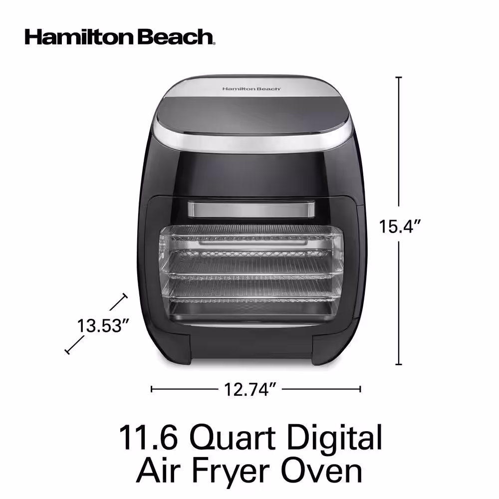 Hamilton Beach 11.6 qt. Black Digital Air Fryer with Rotisserie