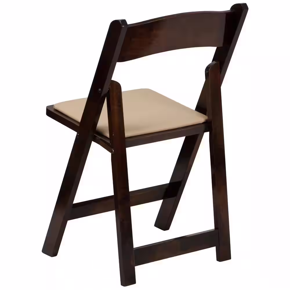 Flash Furniture Hercules Series Fruitwood Wood Folding Chair with Vinyl Padded Seat