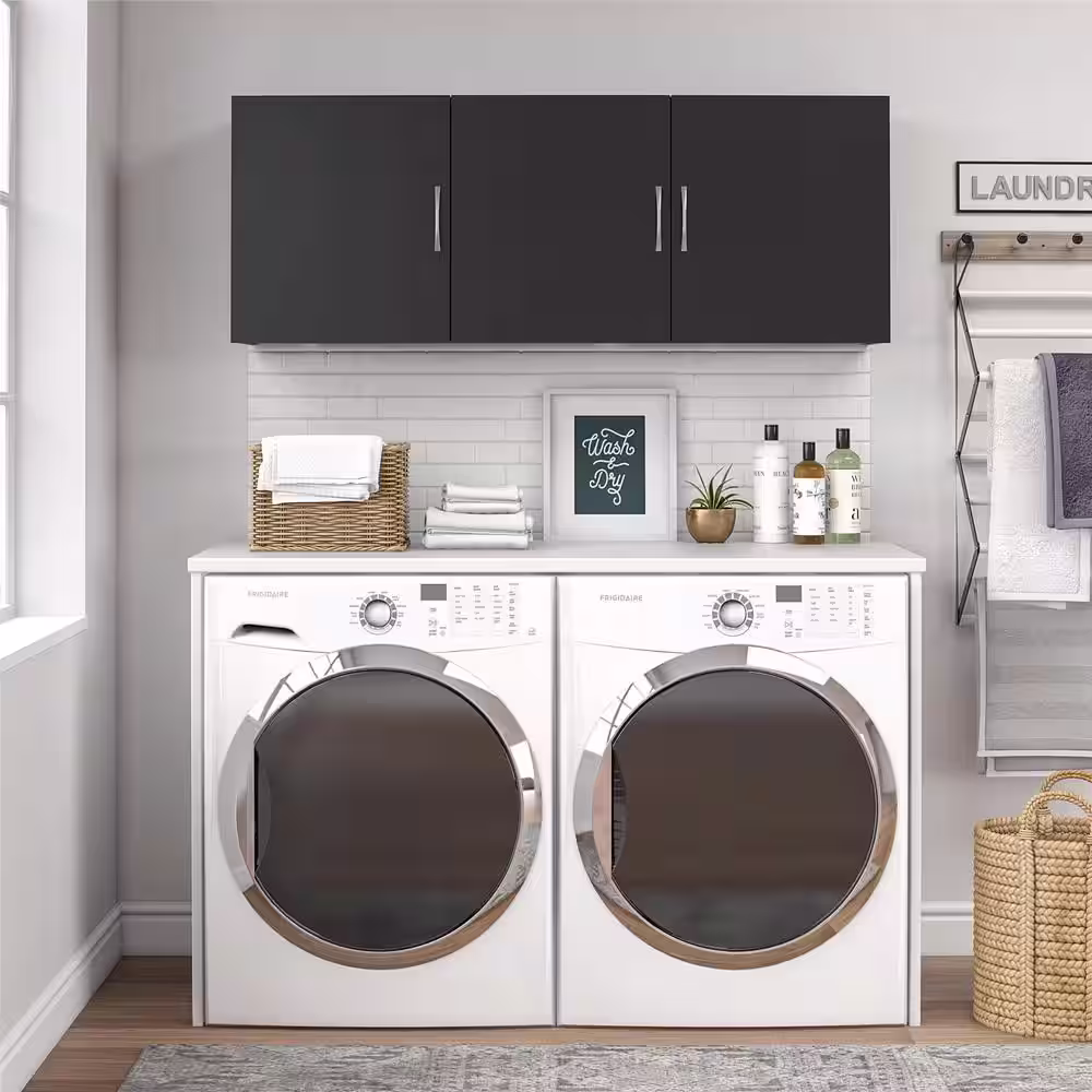 SystemBuild Lonn 54 in. x 20.3 in. x 12.44 in Wall Cabinet in Black 1 Piece