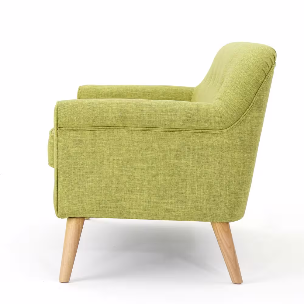 None Mariah Muted Green Polyester 2-Seater Loveseat with Tapered Wood Legs