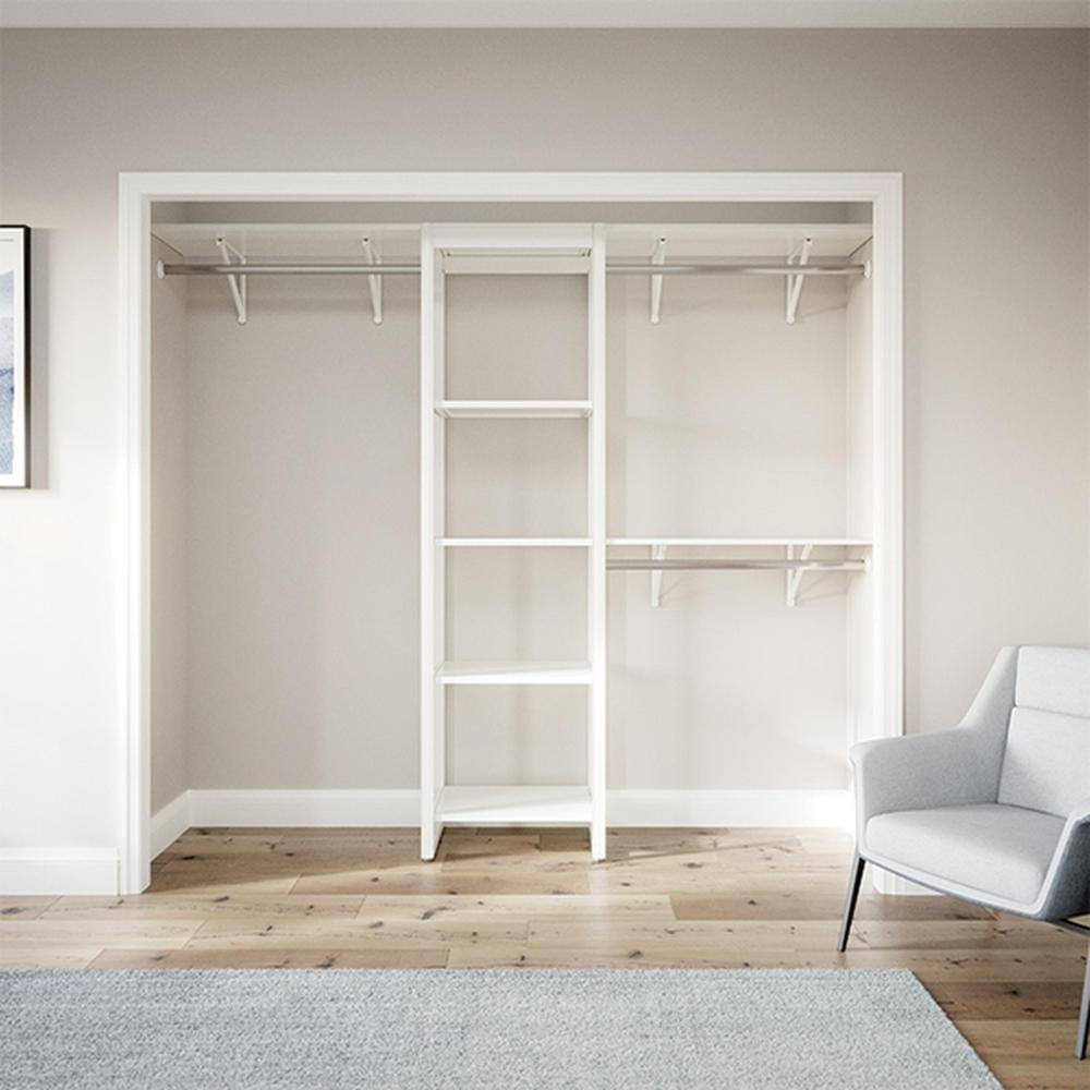 CLOSETS By LIBERTY 48 in. W to 92 in. W White Closet Shelf Tower with Shelf and Rod Extensions Wood Closet System