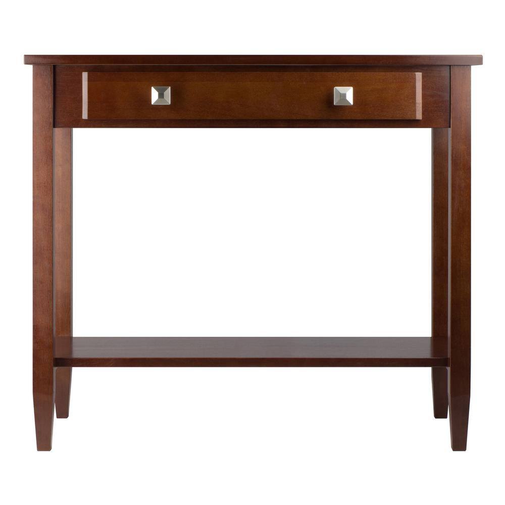 WINSOME WOOD Richmond 34 in. Walnut Rectangle Wood Console Table with Drawers
