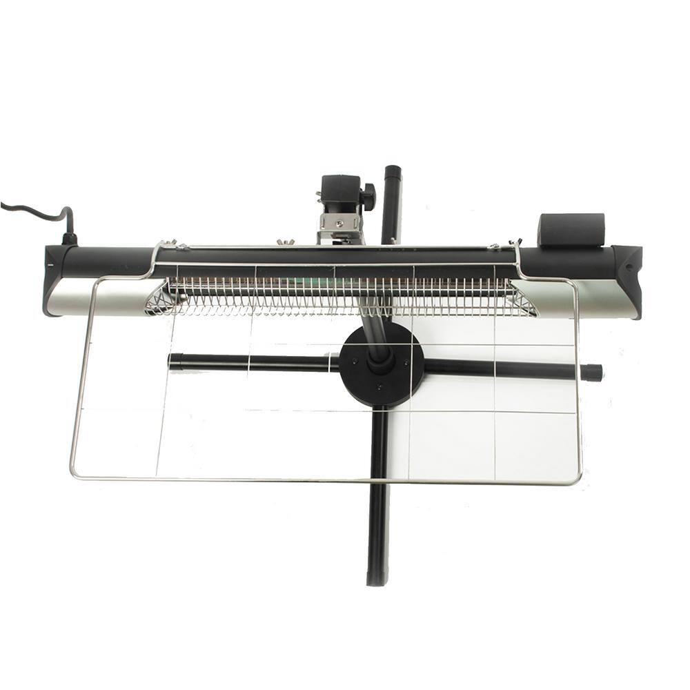 None HeatMate 1000-Watt Metal Weatherproof Graphite Patio Heater with Stand & Remote in Silver