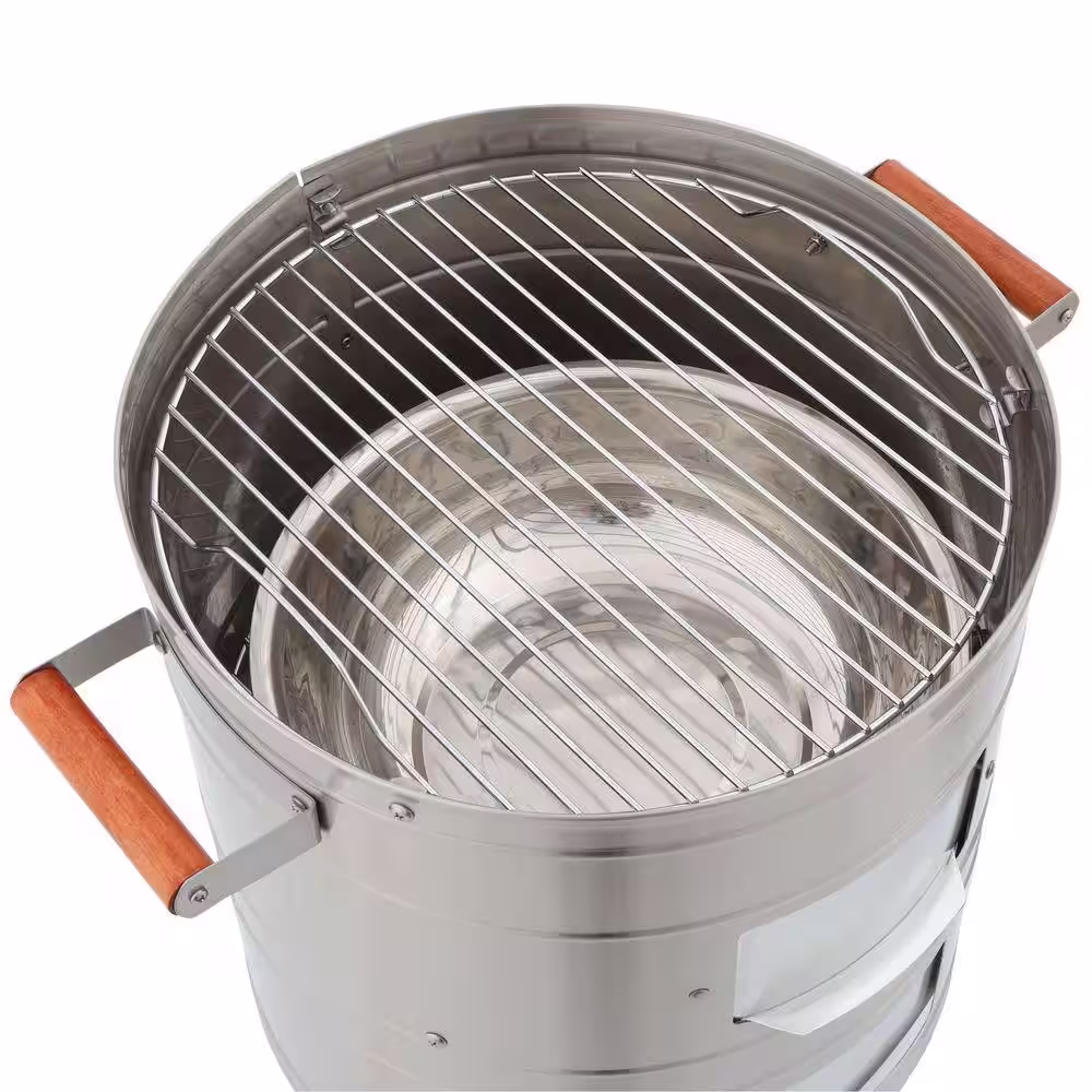 Americana Double Grid Charcoal Water Smoker in Stainless Steel