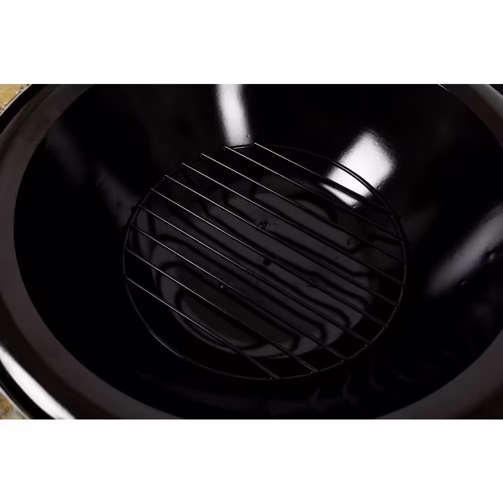 Pleasant Hearth Juniper Slate Top 34 in. W x 19.6 in. H Round Steel Wood Burning Rubbed Bronze Fire Pit