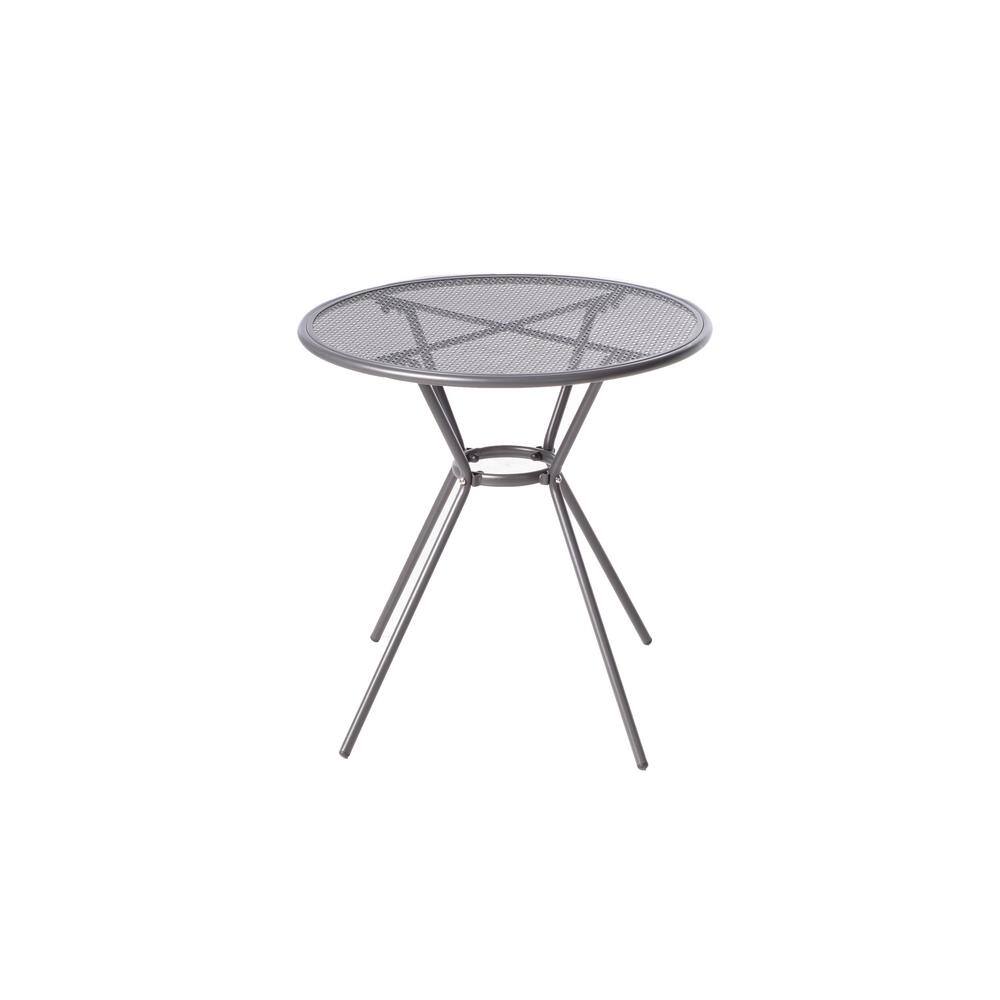 Alfresco Home 34 in Tall Pencil Point Wrought Iron Martini Dining Bistro Set w/Round Table and 2 Stackable Chairs (Set of 3)
