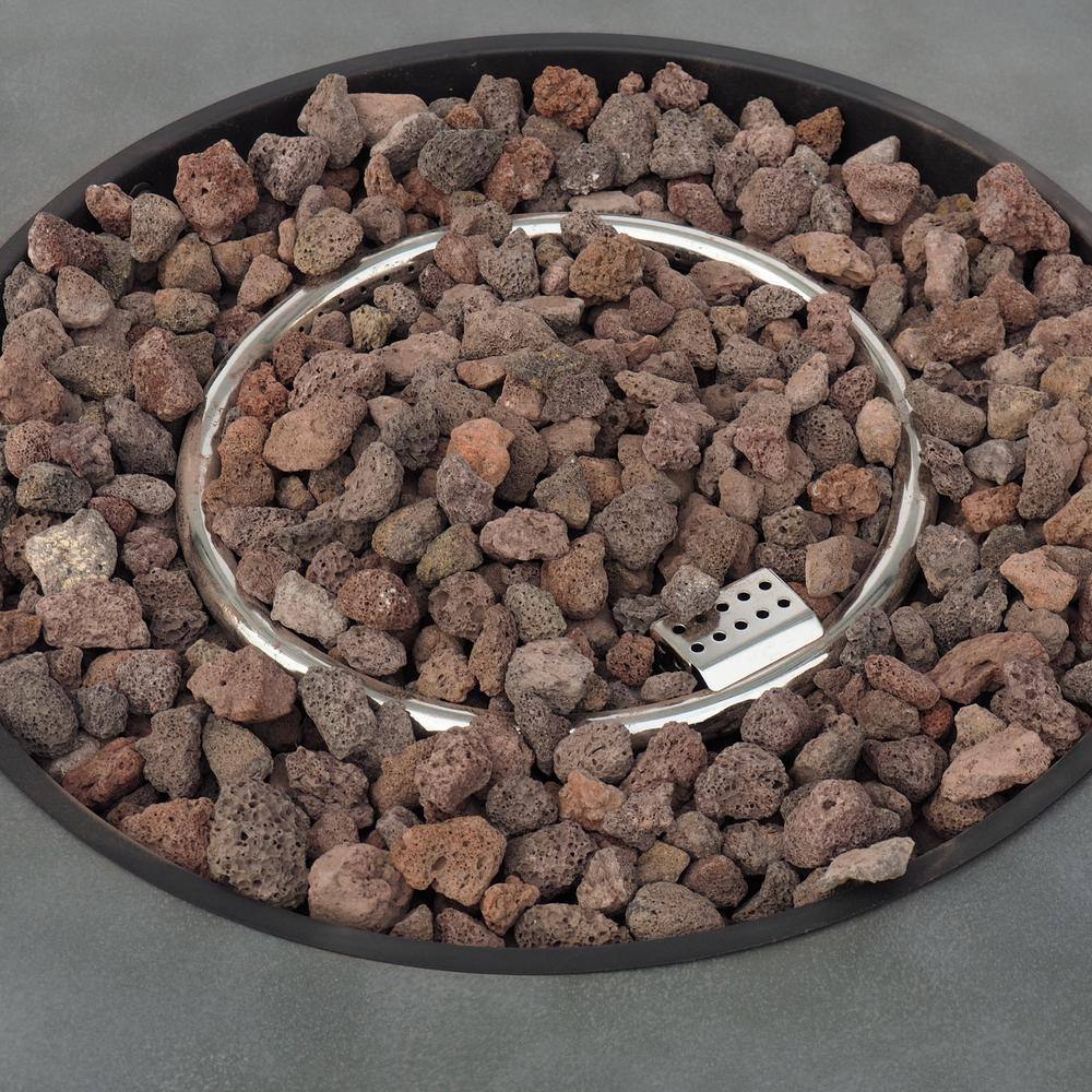 Noble House Wellington 15.25 in. x 19.75 in. Round Concrete Propane Fire Pit in Dark Grey with Tank Holder