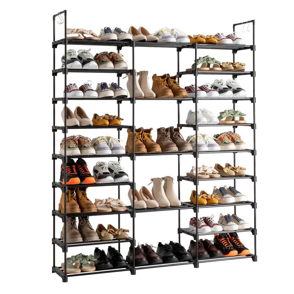 None 62 in. H 50-Pair Black Shoe Rack