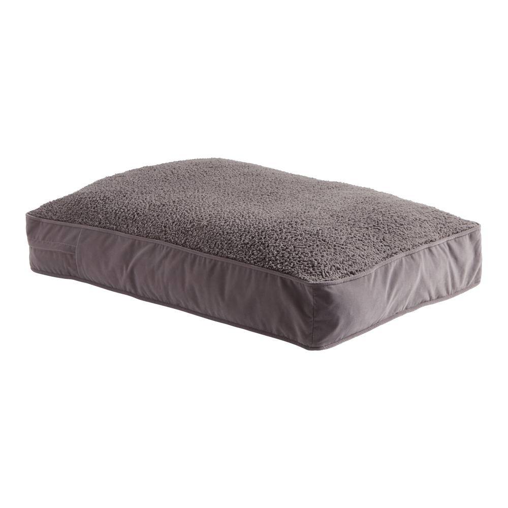 Happy Hounds Buster Deluxe Large Gray Sherpa Dog Bed