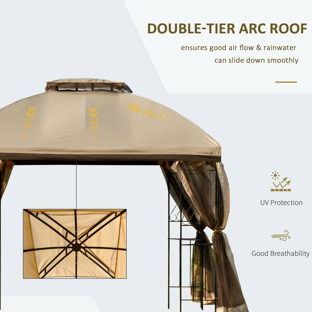 Outsunny 10 ft. x 10 ft. Beige Backyard Gazebo Cabana with Removeable Mesh Curtains
