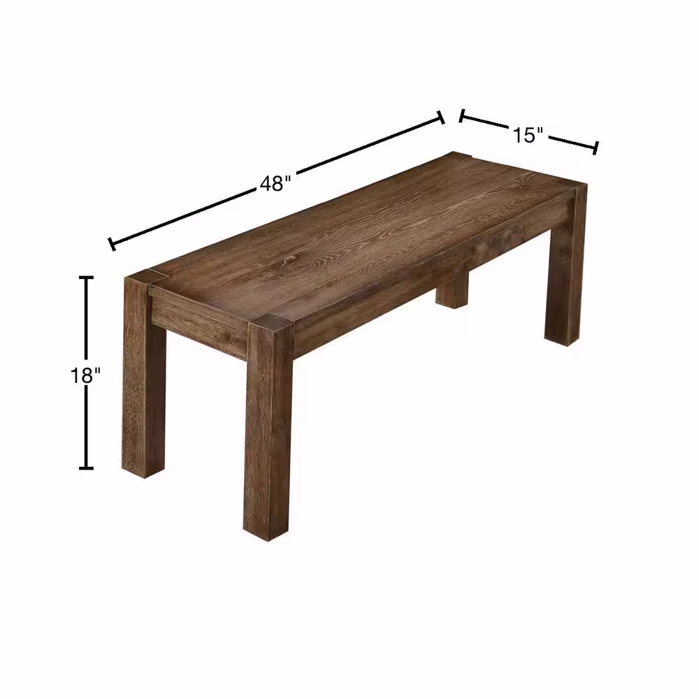 Best Master Furniture Janet Driftwood Rectangular Dining Bench 47.5 in. D x 18 in. H
