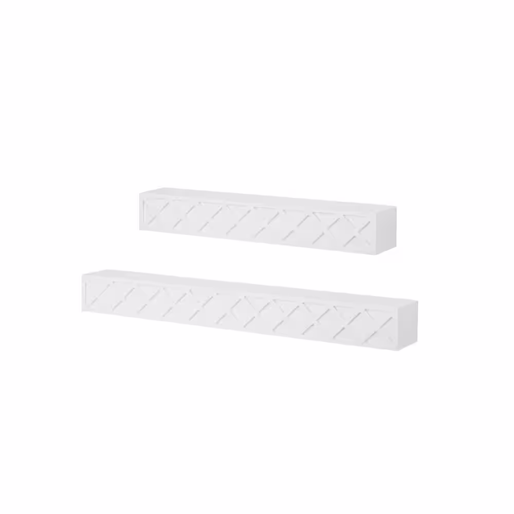 StyleWell 3.5 in. H x 31.7 in. W x 4.5 in. D White Wood Floating Wall Shelf (Set of 2)
