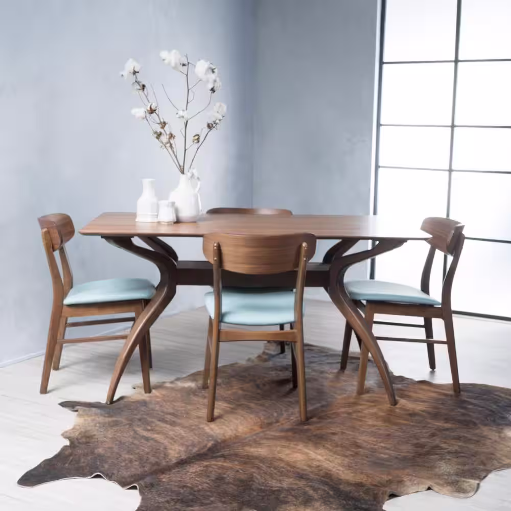 Noble House Lucious 5-Piece Mint and Natural Walnut Dining Set