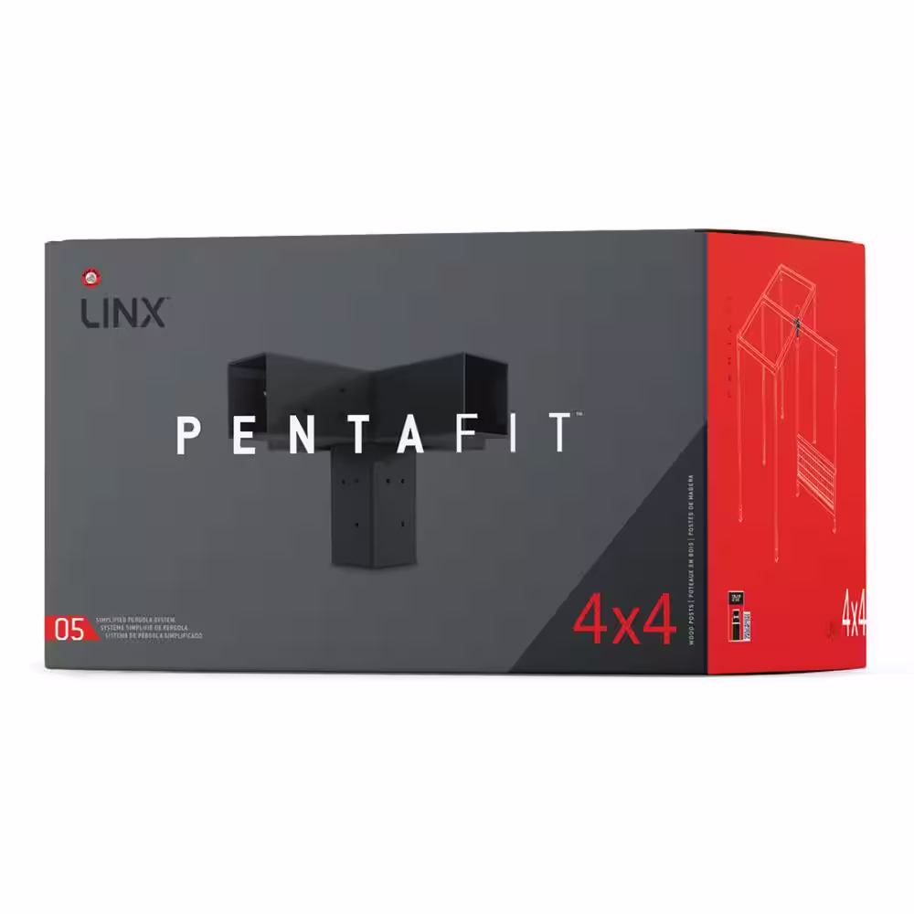 WILD HOG LINX 4 in. PentaFit Black Steel Extension Bracket Pergola for 4x4 Wood Posts (1-Pack)