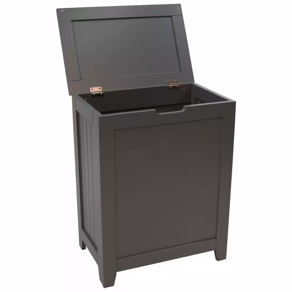 Redmon Contemporary Country Gray Hamper with Wainscot Panels