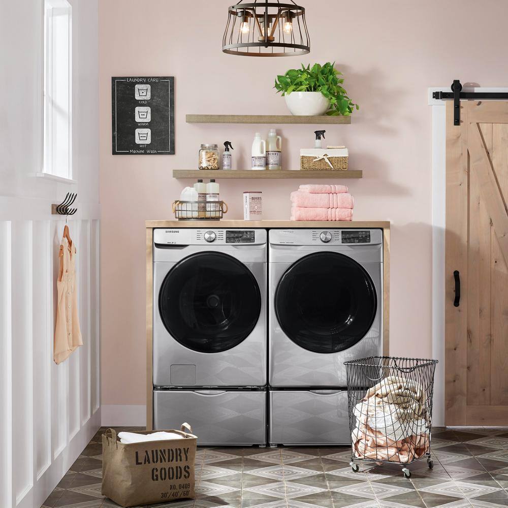 Stonebriar Collection 5.192 in. H x 14.567 in. W Silver Steel 1-Drawer Wide Mesh Wire Basket