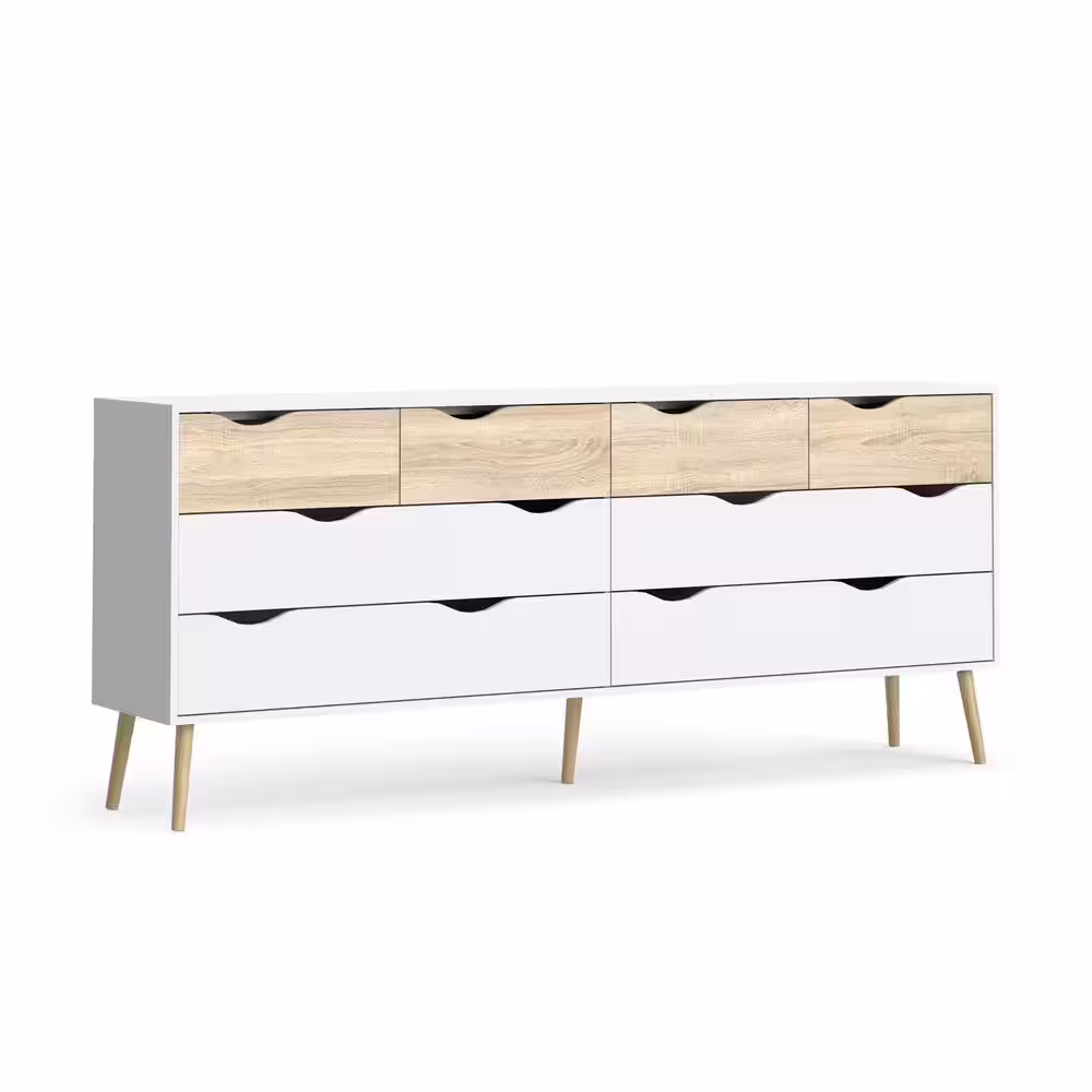 Tvilum Diana 8-Drawer White/Oak Structure Dresser
