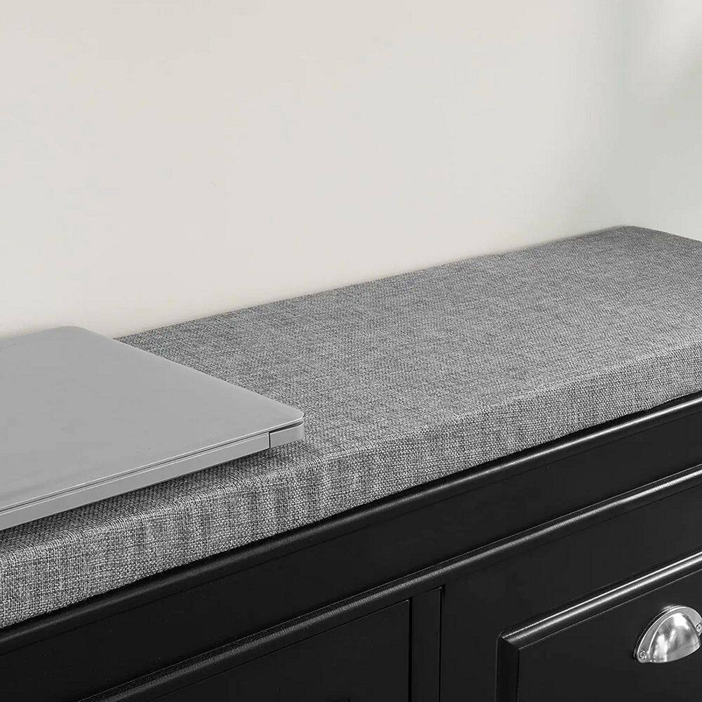 None 20.5 in. H 8-Pair Black Wood Shoe Rack