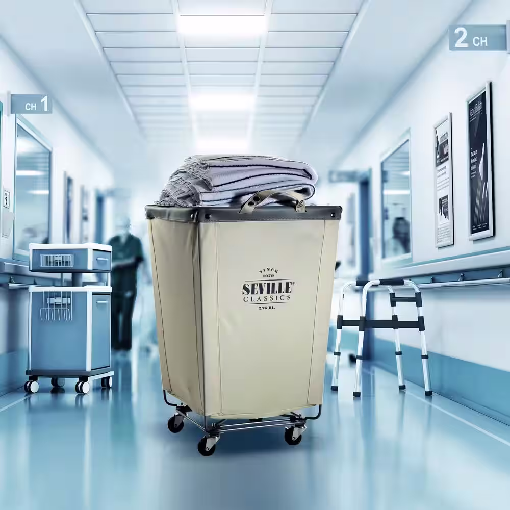 Seville Classics Commercial Canvas Laundry Hamper Cart