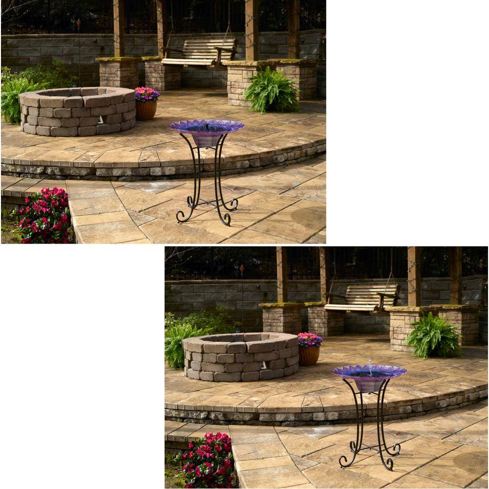 Smart Solar Bell Flower Glass Solar Birdbath