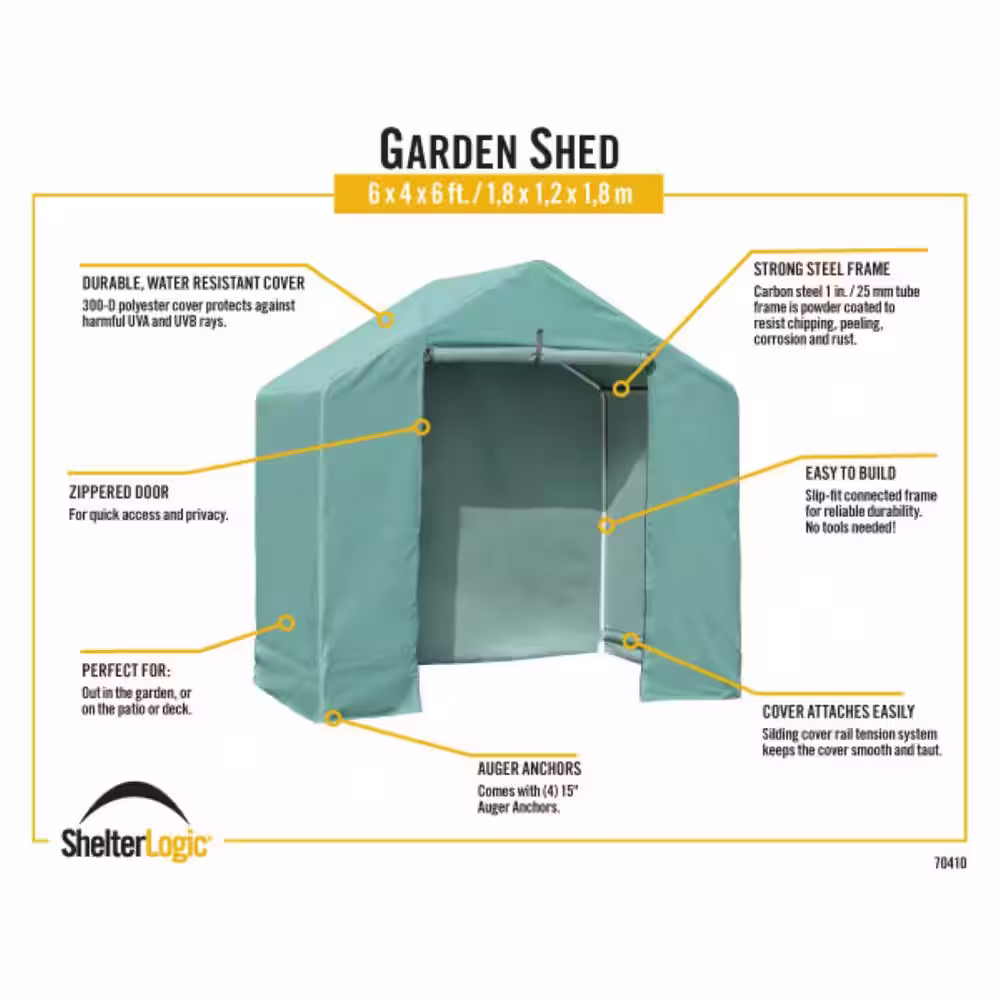ShelterLogic Garden shed 6 ft x 4 ft x 6 ft Peak Green