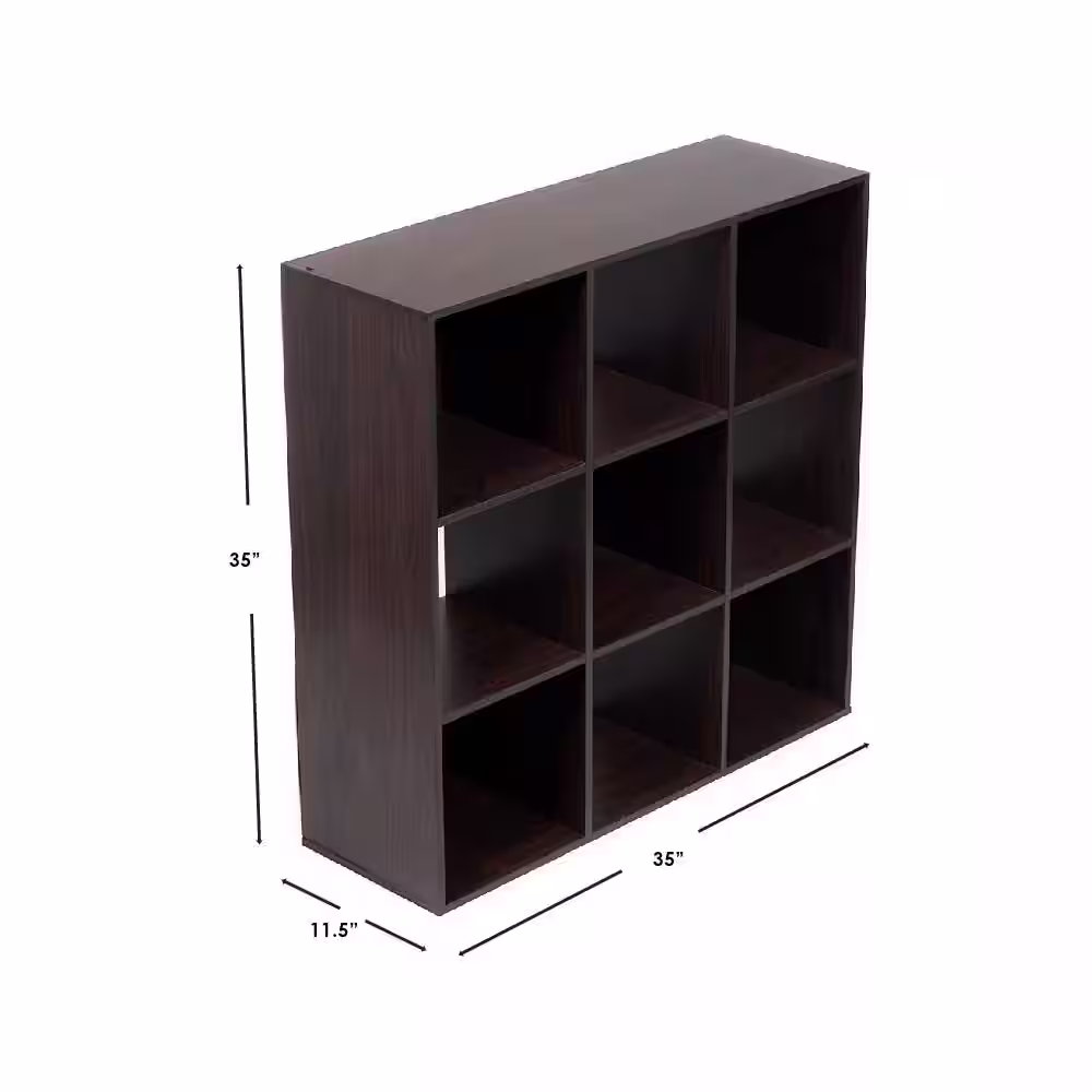 Home Basics Open and Enclosed 9 MDF Cube Organizer, Espresso