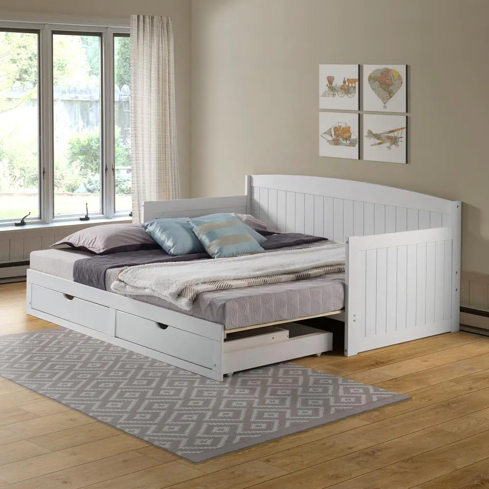 Alaterre Furniture Harmony 1-Piece White Twin Daybed with King Conversion