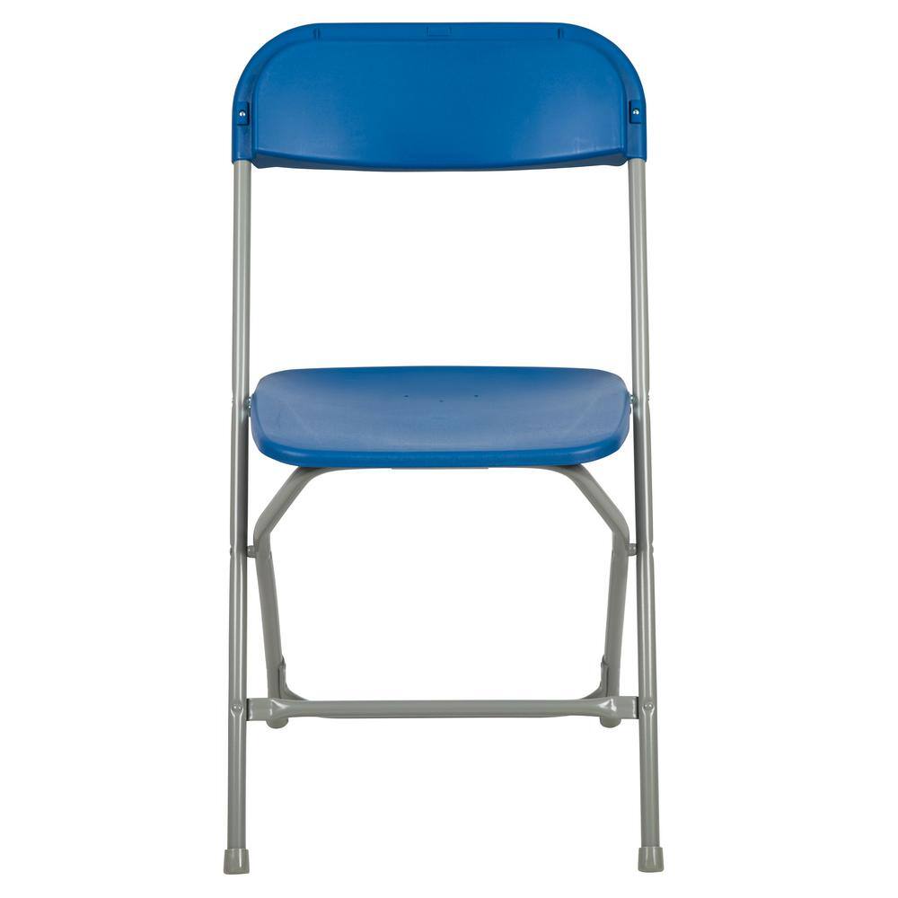 Carnegy Avenue Blue Plastic Seat with Metal Frame Folding Chair (Set of 2)