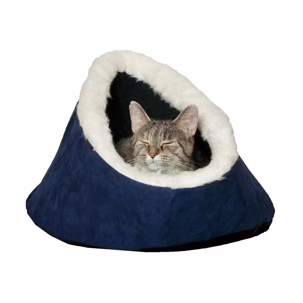 PAW Small Blue Feline Cat Comfort Cavern Pet Bed