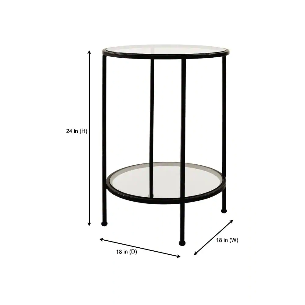 Home Decorators Collection Bella Round Antique Bronze Metal and Glass Accent Table (18 in. W x 24 in. H)