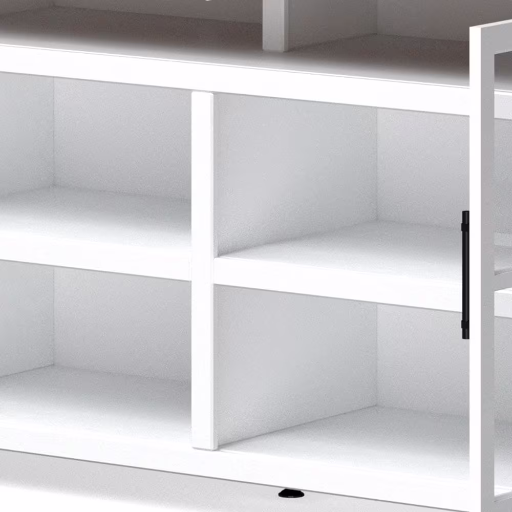 None 97 in. Fully Assembled White and Brown TV Stand, Fits TV's up to 85 in.