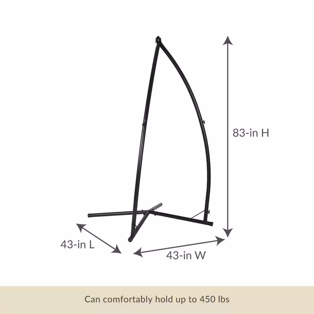 Island Retreat Boho Breeze 6.9 ft. Swinging Bungalow Chair Metal Hammock Stand in Black