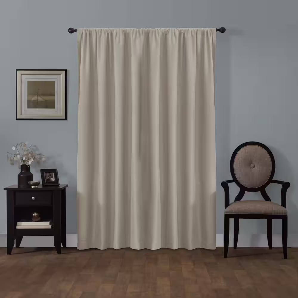 Zenna Home Linen Jacquard Thermal Blackout Curtain - 50 in. W x 84 in. L