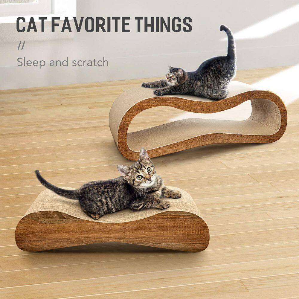 None Large 2 in 1 Cat Scratcher Cardboard Lounge Bed Cat Scratching Post Durable Board Pads Prevents Furniture Damage