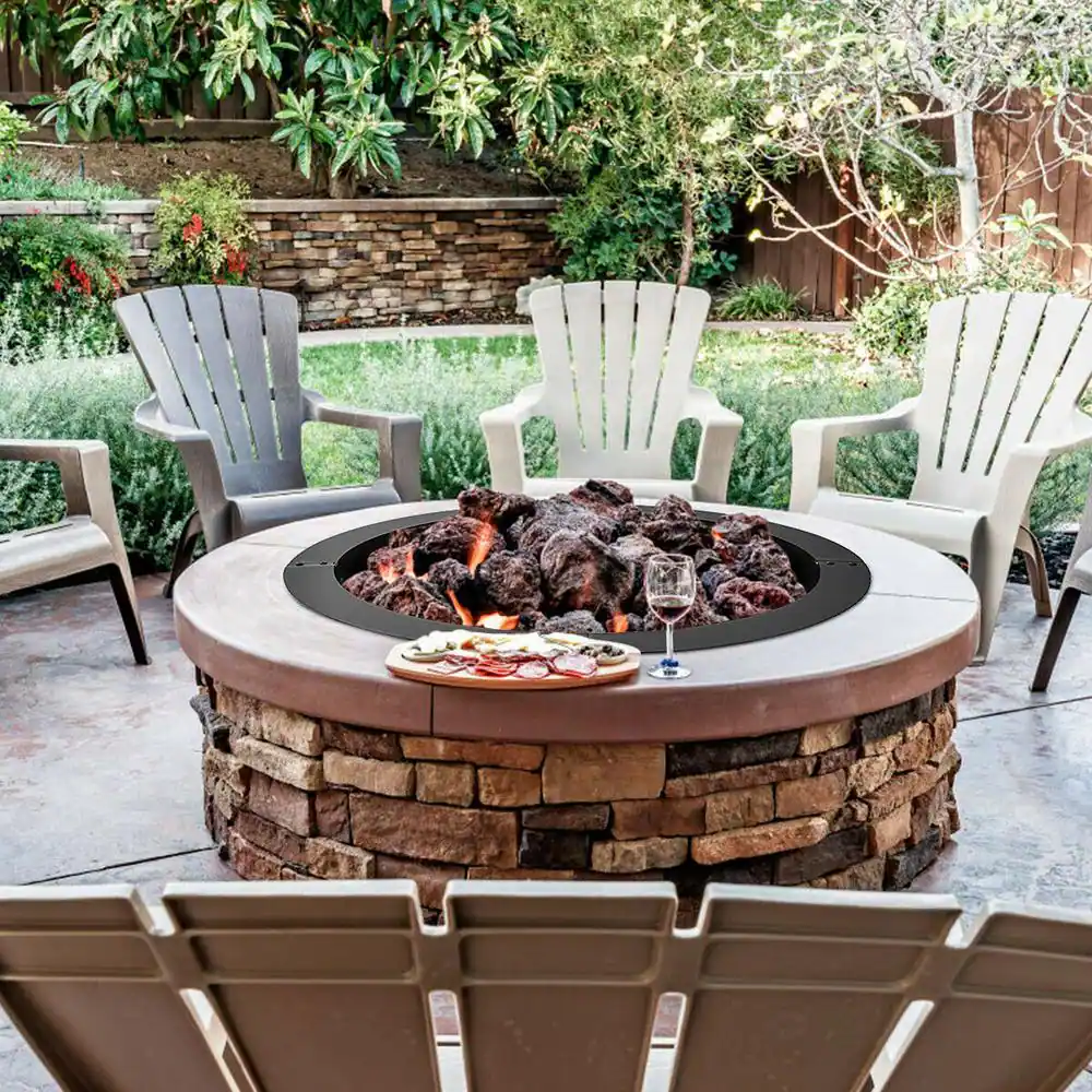 CASAINC 36 in. W x 10 in. H Round Steel Fire Pit Ring Liner for Ground Outdoor Backyard Wood