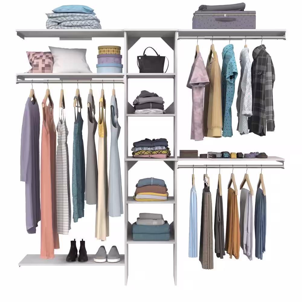 ClosetMaid Style+ 64.9 in W - 112.9 in W White Basic Narrow Wood Closet System Kit