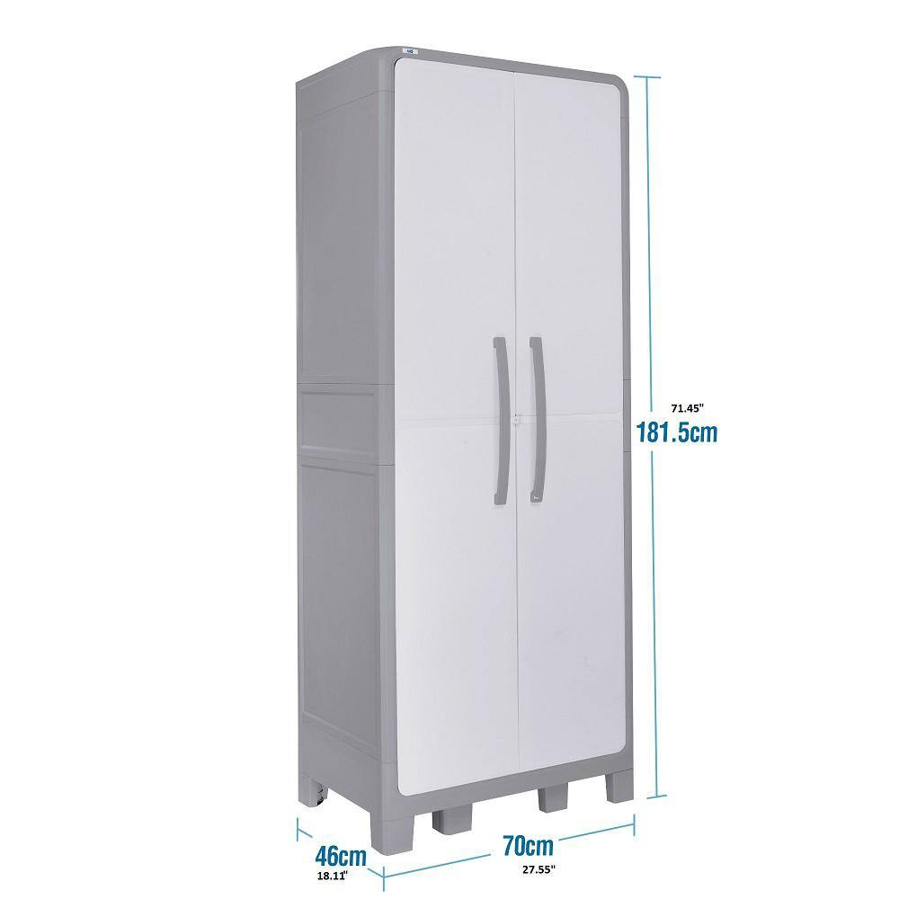 MQ Eclypse 28.4 in. W x 72 in. H x 18.11 in. D Large 3 Shelf Wardrobe Freestanding Cabinet in Gray