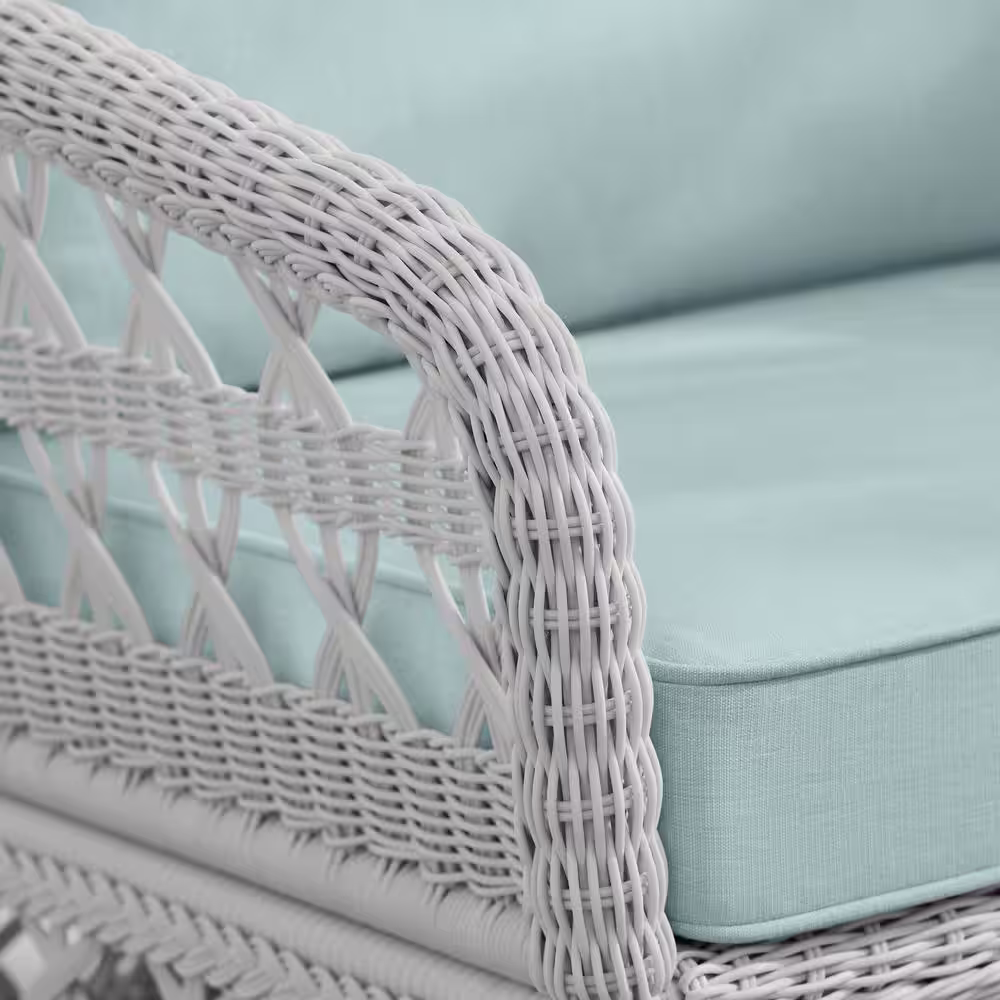 Hampton Bay Somersound 4-Piece Resin Wicker Patio Conversation Chat Set with CushionGuard Sea Breeze Cushions