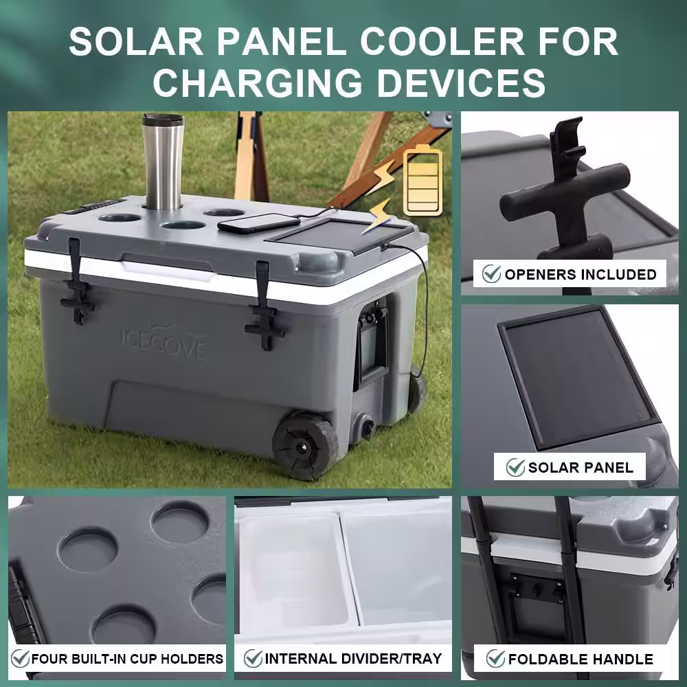 Sunjoy IceCove 60-Quart Solar Cooler - Castlerock Grey