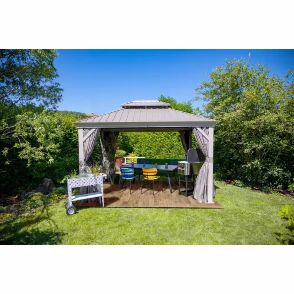 Sojag Monaco/Messina/Mykonos 12 ft. x 14 ft. Spun Polyester Curtains in Taupe