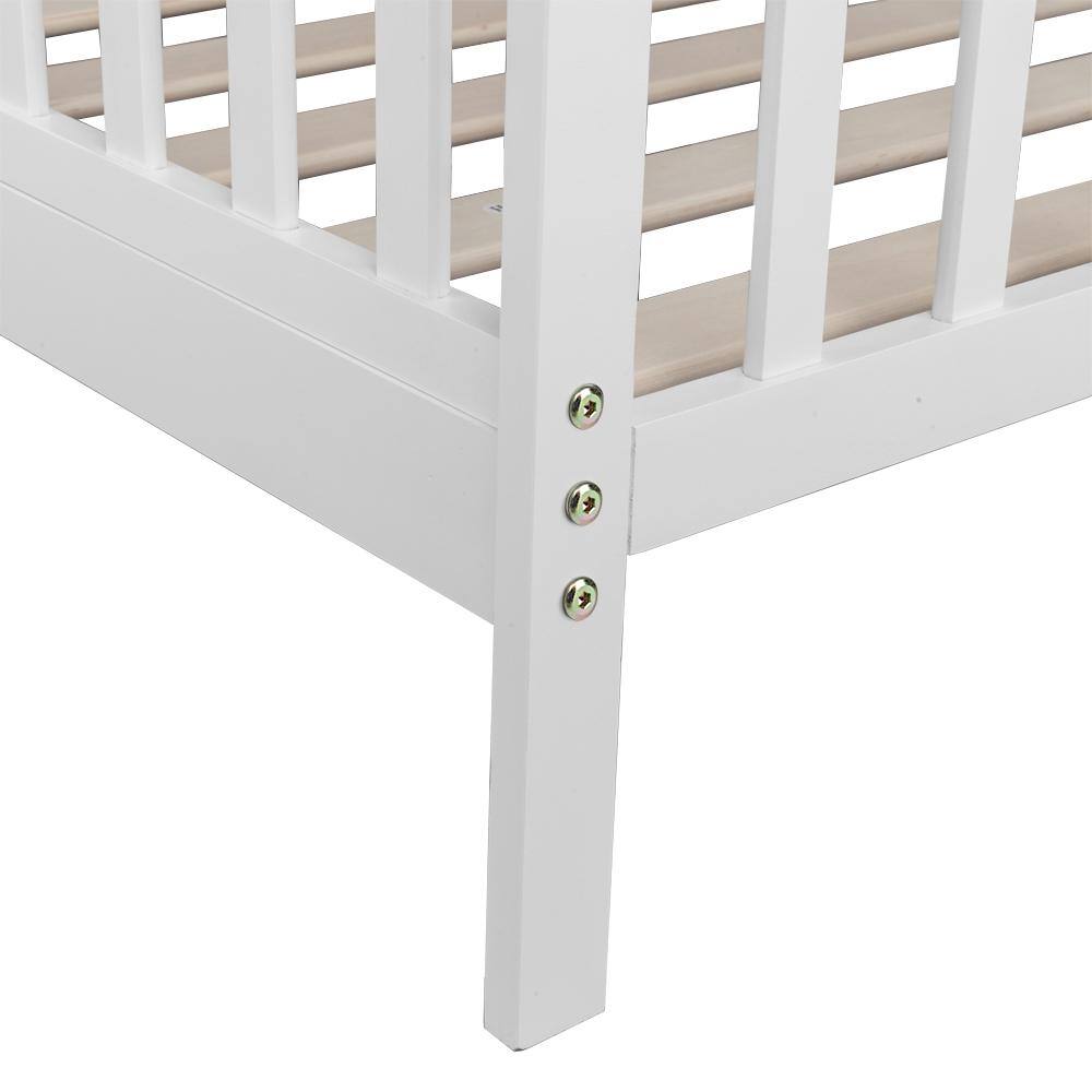 None White Toddler Bed Frame with Safety Guardrails