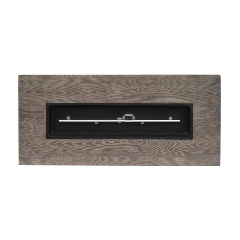 Noble House Mayfair Brown Wood Pattern Metal Rectangular Stone Fire Pit (No Tank Holder)