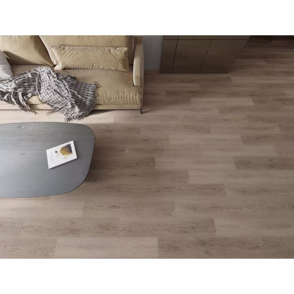 Home Decorators Collection Bokeelia Taupe Oak 6 MIL x 7.2 in. W x 42 in. L Click Lock Waterproof Luxury Vinyl Plank Flooring (25.2 sqft/case)