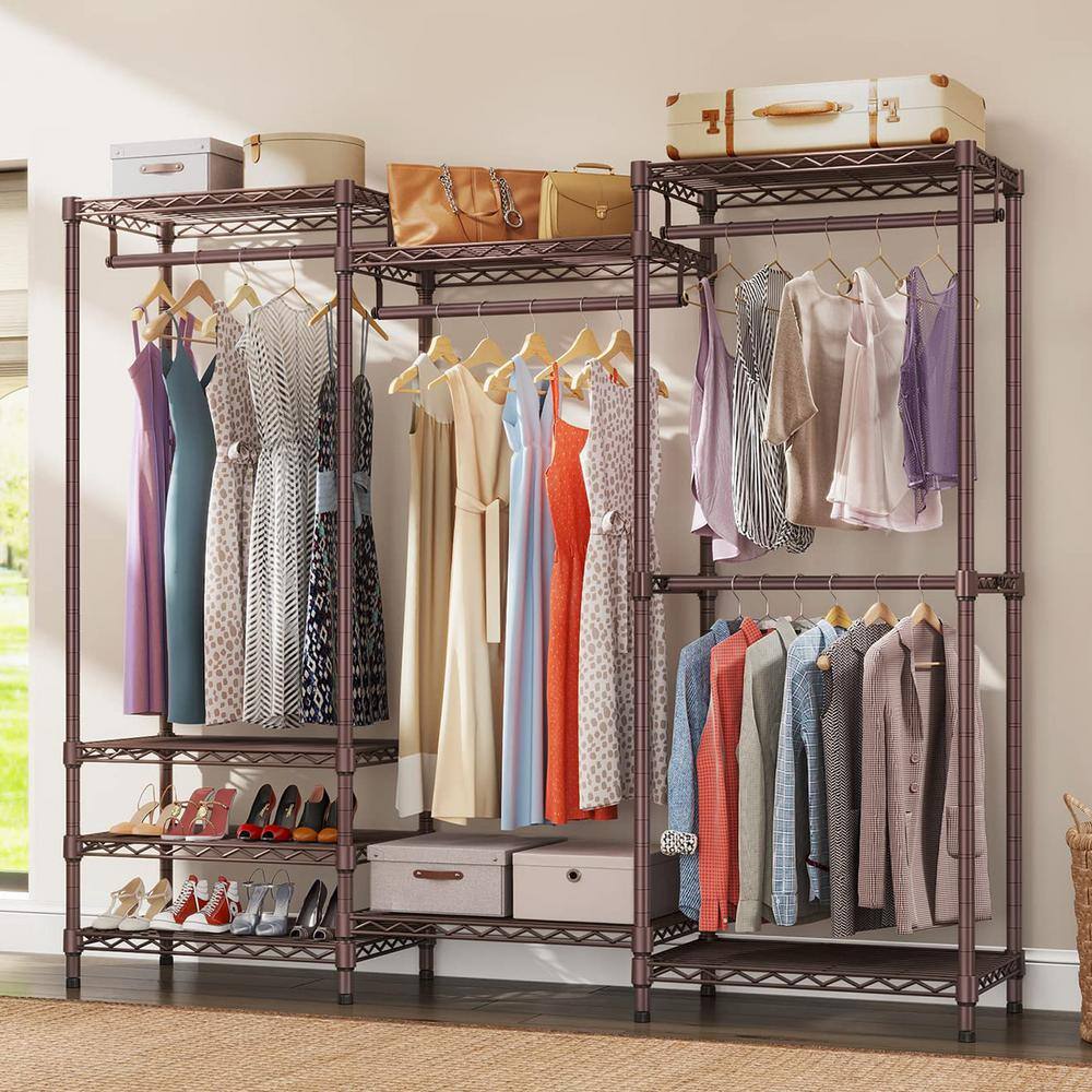None Bronze Metal Heavy Duty Garment Clothes Rack 69 in. W x 76 in. H