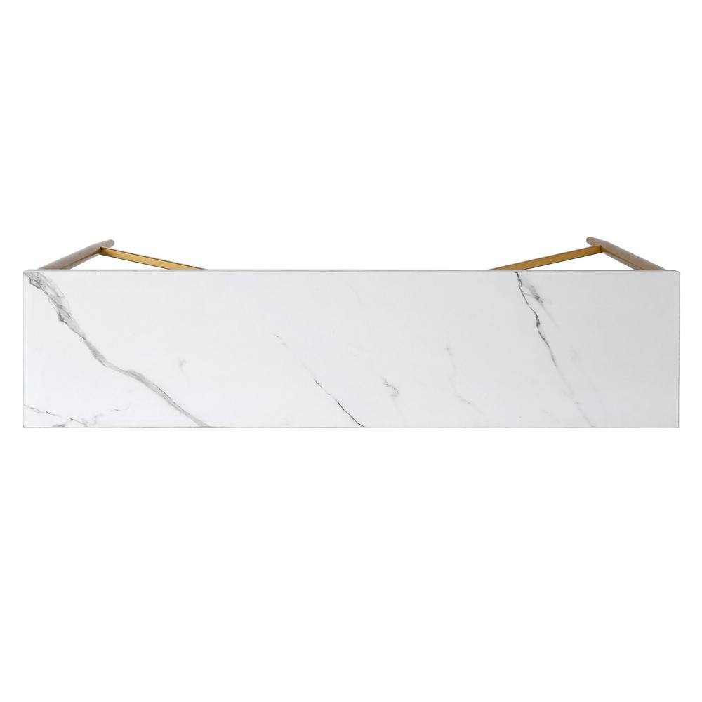 Meyer&Cross Huxley 42 in. Brass Retangular Console Table with Faux Marble Top